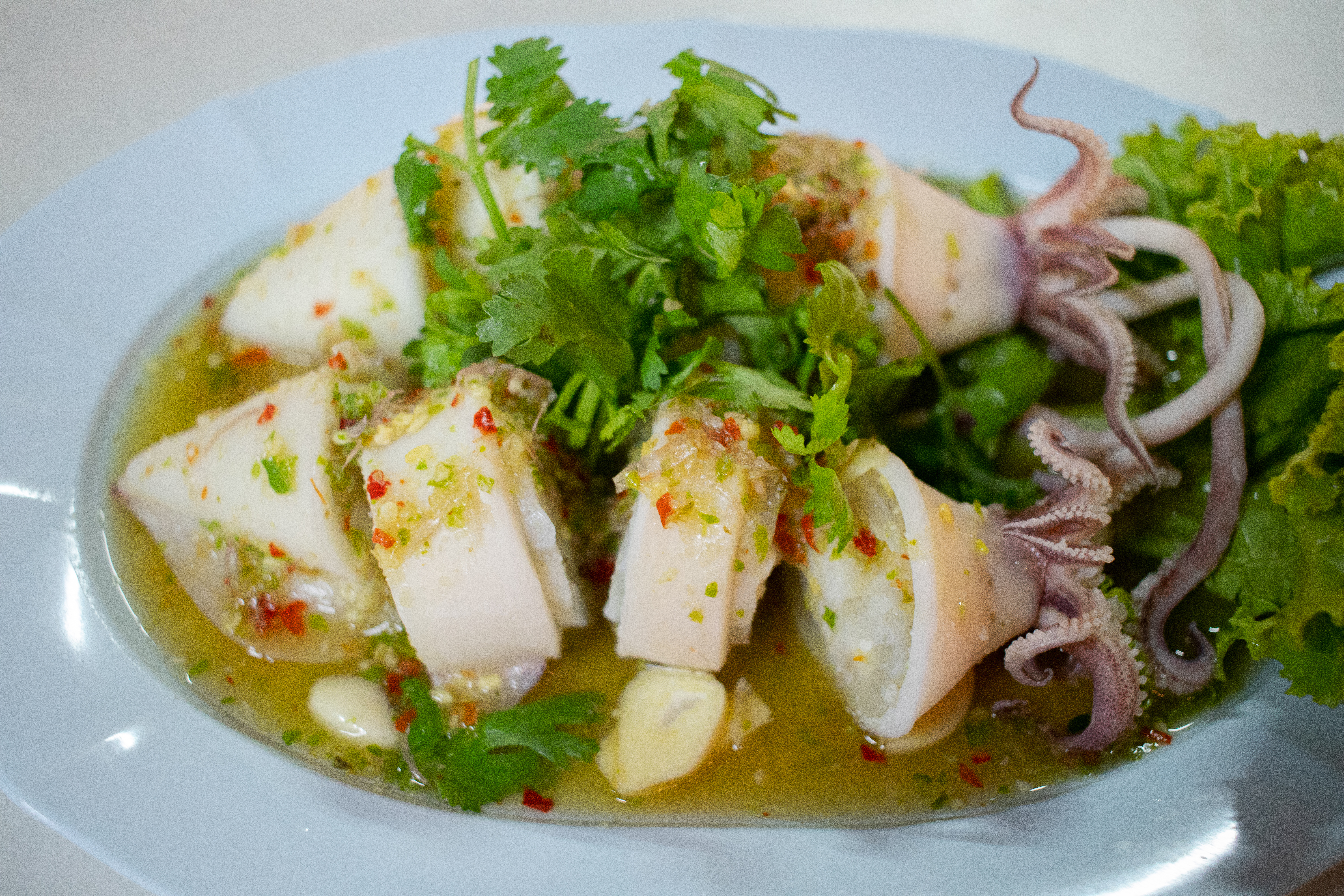 หมึกนึ่งมะนาว อาหารทะเลสด